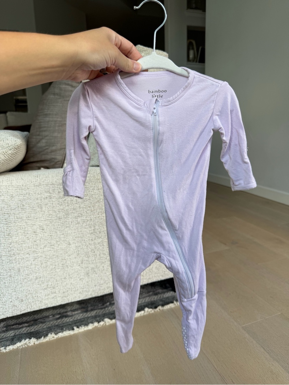 Bamboo Little Lavender Zip Baby Footie